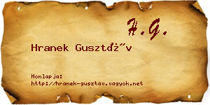 Hranek Gusztáv névjegykártya